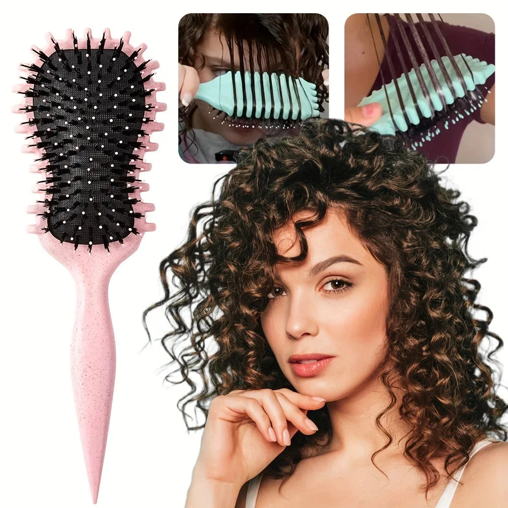 Curly Hair Brush with Black Bristles