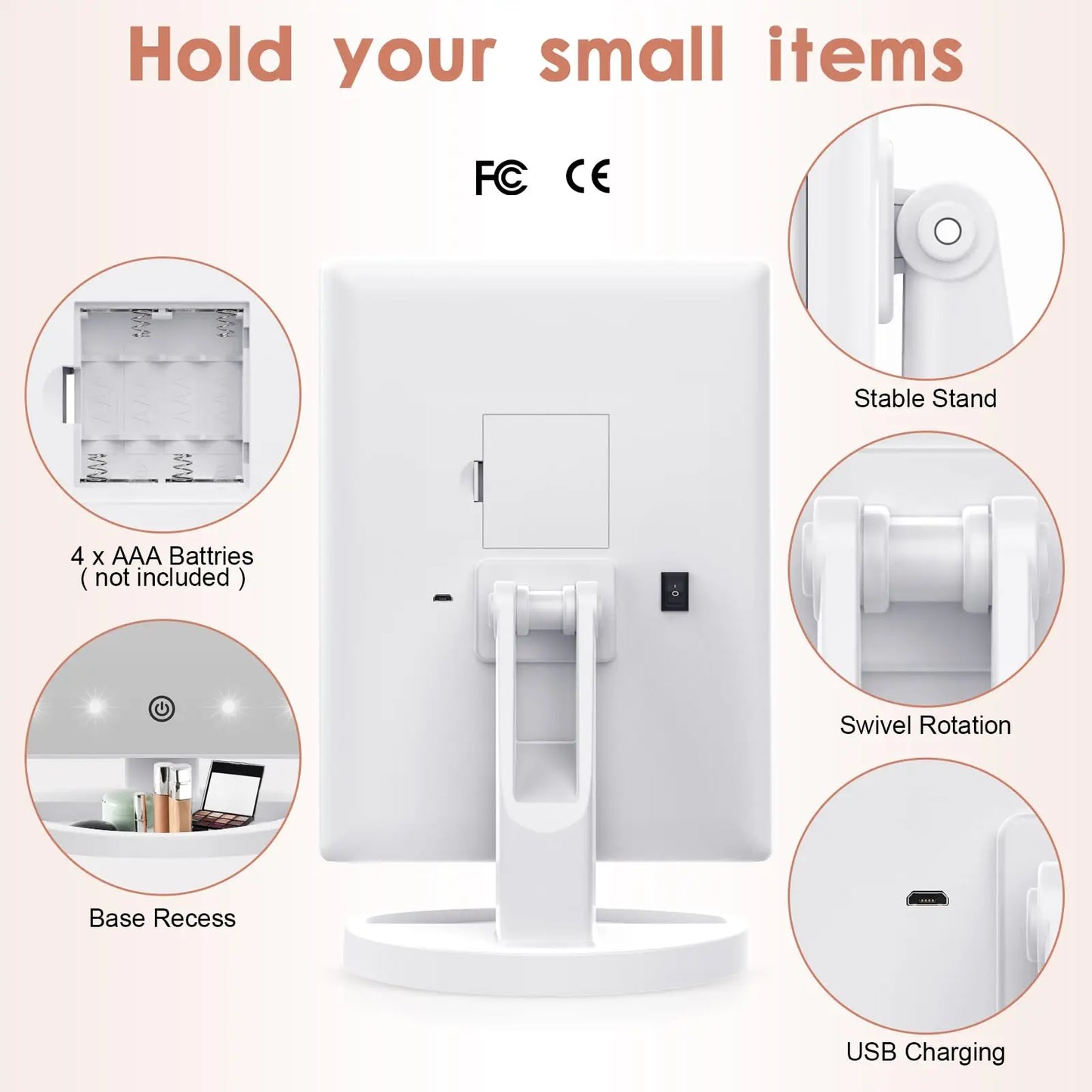 LED Touch Screen Makeup Mirror