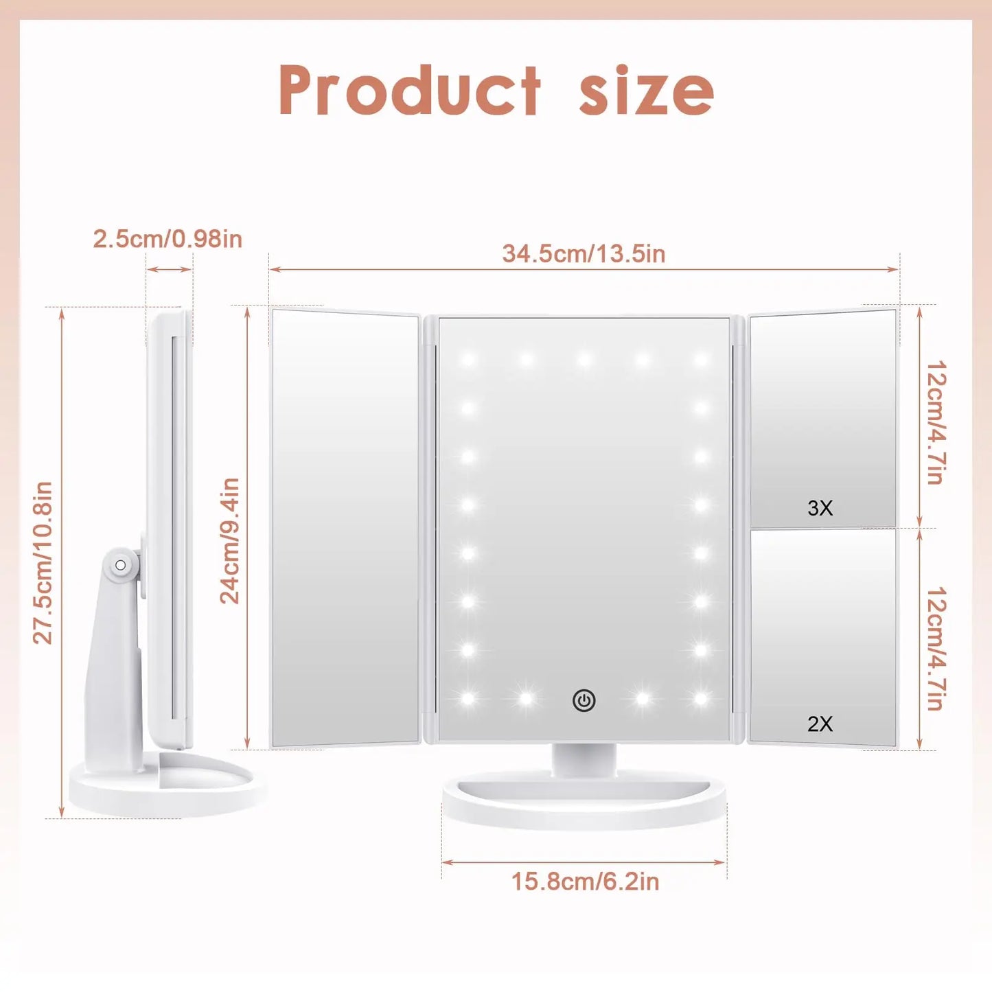 LED Touch Screen Makeup Mirror