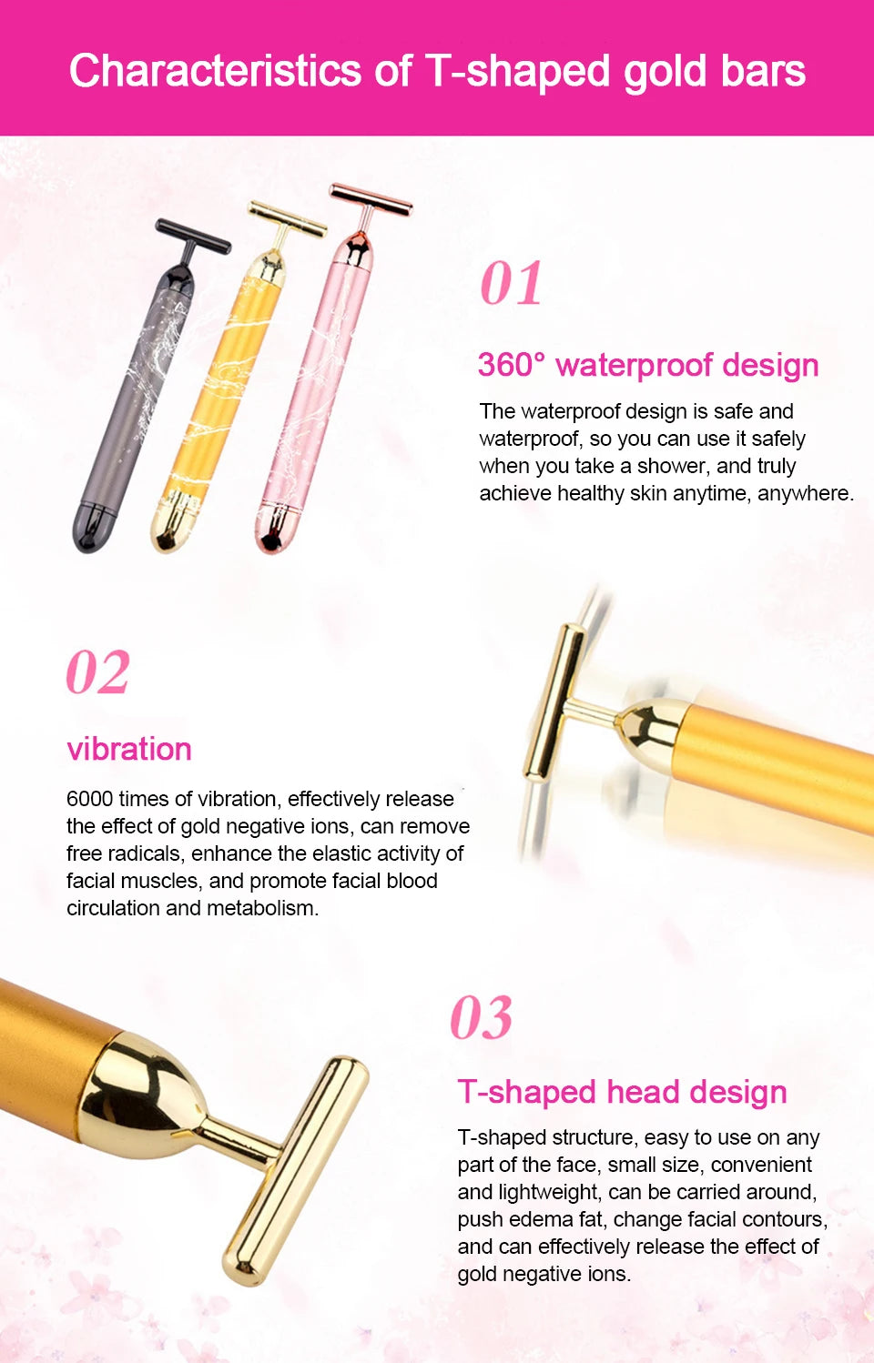 4Pcs 24K Gold Face-lifting Tools